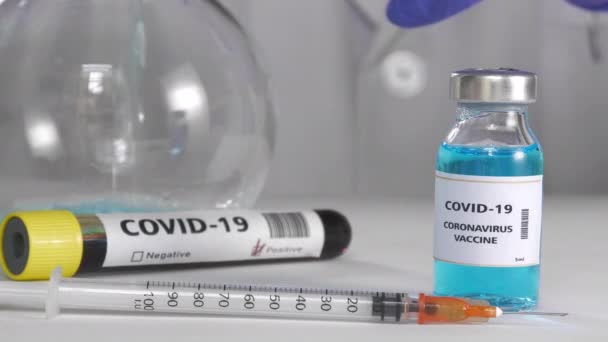 Forskare Laboratoriet Testar Vaccinet Mot Coronavirus Covid — Stockvideo