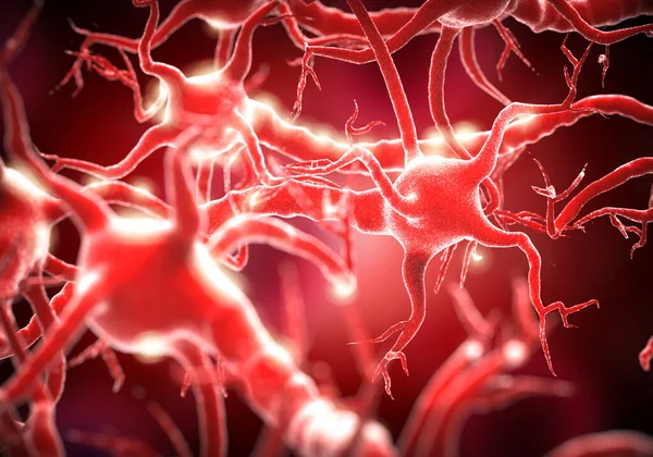 Etkin Sinir Hücreleri Boyutlu Illüstrasyon — Stok fotoğraf