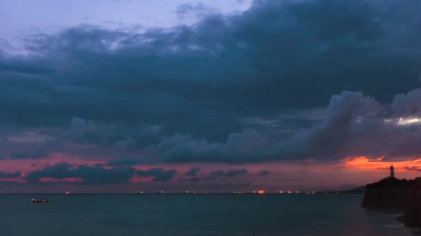 Time lapse of nightfall over north sea. — Stock Video