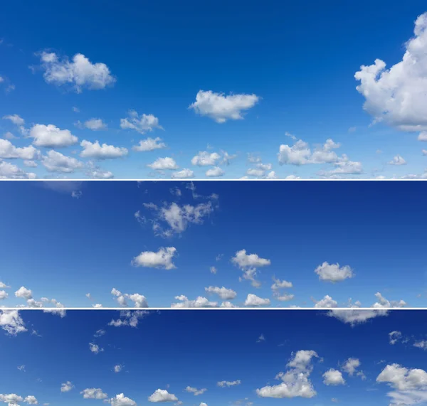 Bellissimi Panorami Blu Cielo Tre Diversi Panorami Cielo Blu — Foto Stock