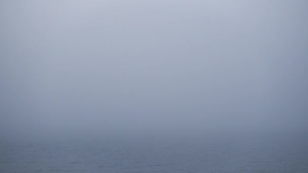 Ruhige Wasseroberfläche mit dichtem Nebel, Loopingvideo. — Stockvideo