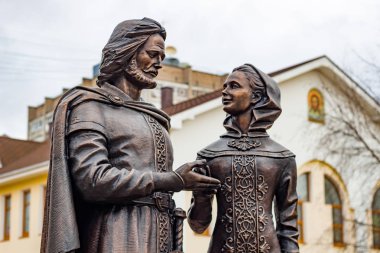 OBNINSK, Rusya - 18 Kasım 2017: Kutsal dindar Prens Peter ve Prenses Febronia Murom (Fevronia Muromskie) - in aile, sevgi ve sadakat Ortodoks müşterilerin anıt