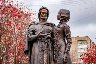 OBNINSK, Rusya - 18 Kasım 2017: Kutsal dindar Prens Peter ve Prenses Febronia Murom (Fevronia Muromskie) - in aile, sevgi ve sadakat Ortodoks müşterilerin anıt