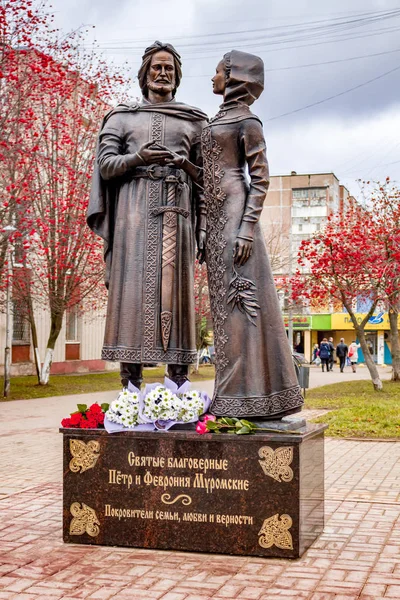 Obninsk Russia November 2017 Monument Holy Pious Prince Peter Princess — Stock Photo, Image