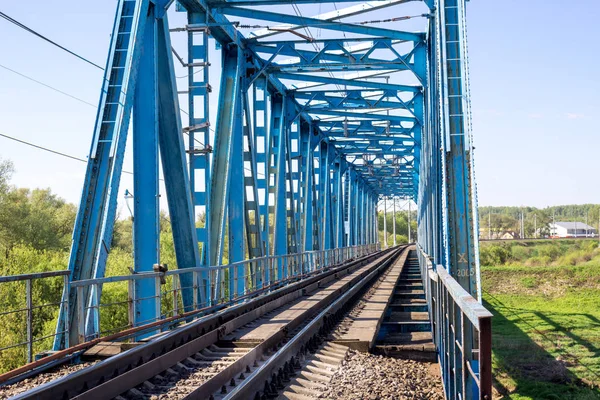 Budowa Mostu Kolejowego Metalowe — Zdjęcie stockowe