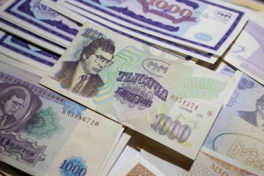 Rusya - Mart 2018: Bilet, Mmm, yaklaşık 1994. Mmm mali piramit 1990'larda Rusya'da Sergei Mavrodi tarafından oluşturulmuş