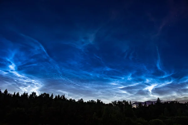 Noctilucent Atmosferik Fenomen Gece Parlayan Bulutlar Haziran 2018 Orta Rusya — Stok fotoğraf