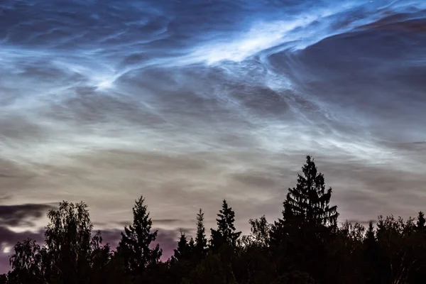 Noctilucent atmosferik fenomen (gece parlayan bulutlar), 25 Haziran 2018, Orta Rusya bulutlar.