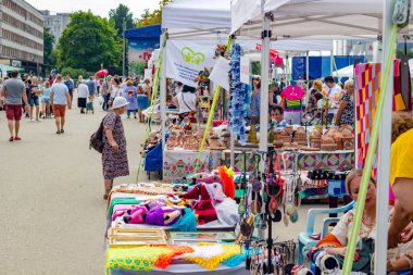 OBNINSK, Rusya - Temmuz 2018: Şehir günü kutlama. 