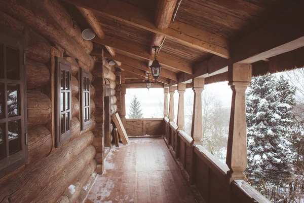 Spacious Balcony Old Orthodox Wooden Church Borovsk Russia — Stock Photo, Image