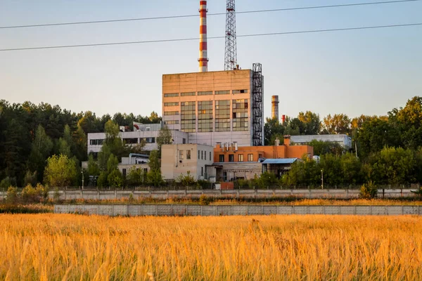 Vista Los Edificios Central Nuclear Obninsk Desde Pueblo Potresovo Septiembre — Foto de Stock