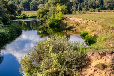 Sarp kumsalda Protva nehir, Rusya Federasyonu