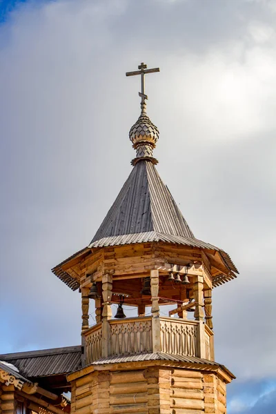 Деревянная Колокольня Православная Церковь Старом Русском Стиле — стоковое фото