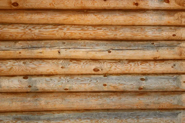 Blockhauswand Gestapelte Baumstämme — Stockfoto