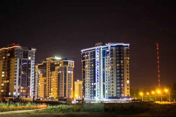 View New Buildings Obninsk Night Russia Stock Photo