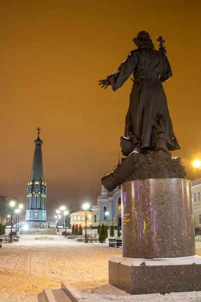 Малоярославец Россия Dec 2015 Night Maloyaroslavets Центральная Площадь — стоковое фото