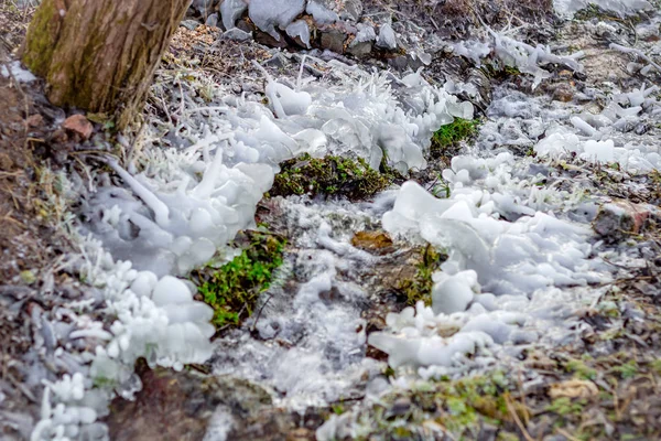Krásné Ledové Prameny Chladném Období Ermolino Místo Rusinovo Rusko — Stock fotografie