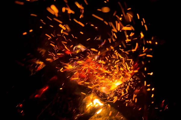 Beautiful Bonfire Sparks Flying Upwards View — Stock Photo, Image