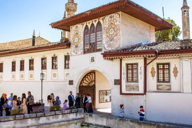 Bakhchysaray, Crimea - Eylül 2014: Han'ın Palace veya Hansaray Bahçesaray, Crimea olan. Tarihi ve kültürel rezerv. Kuzey kapısı kapısı ile