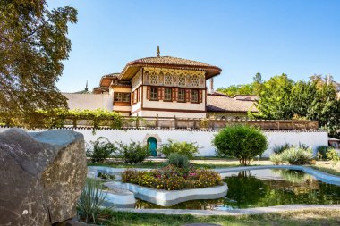 Bakhchysaray, Crimea - Eylül 2014: Han'ın Palace veya Hansaray Bahçesaray, Crimea olan. Tarihi ve kültürel rezerv. Ana Sarayı Binası
