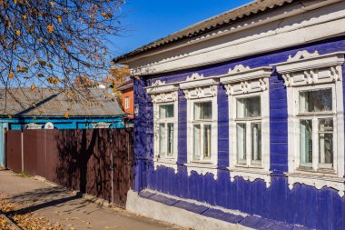 Borovsk, Rusya - Ekim 2018: Lenin Caddesi sonbahar Borovsk şehir