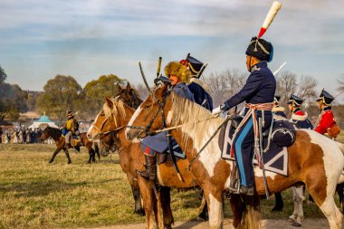 Maloyaroslavets, Rusya - 14 Ekim 2018: Maloyaroslavets savaş 1.812 tarihsel yeniden inşası