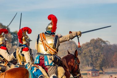 Maloyaroslavets, Rusya - 14 Ekim 2018: Maloyaroslavets savaş 1.812 tarihsel yeniden inşası