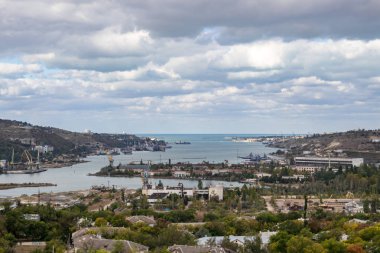Inkerman, Crimea - Eylül 2014: Sivastopol Bay, Karadeniz