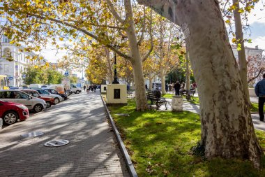 Sevastopol, Crimea - Eylül 2014: Sivastopol görünümü şehir sokak