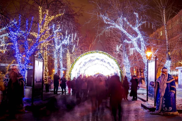 Moskou Rusland Januari 2016 Tverskoy Boulevard Tverskoy Bulvar Met Kerstmis — Stockfoto