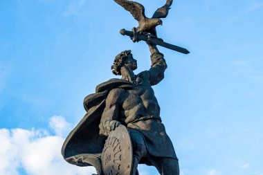 Maloyaroslavets, Rusya - Şubat 2015: Anıt Vladimir Andreyeviç Maloyaroslavets, Rusya'da kalın (Hrabryi)