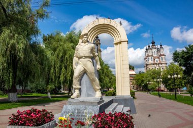 Kaluga, Rusya - Ağustos 2017: Kare Kaluga Anavatan savunucuları