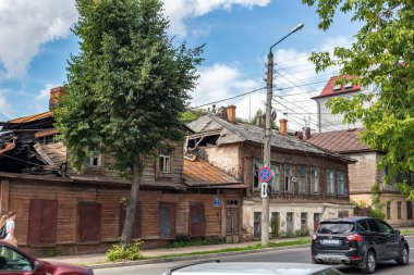 Kaluga, Rusya - Ağustos 2017: Şehir sokakları Kaluga