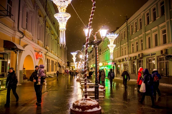 Moscú Rusia Enero 2016 Kuznetskiy Mayoría Calle Navidad Moscú Zona — Foto de Stock