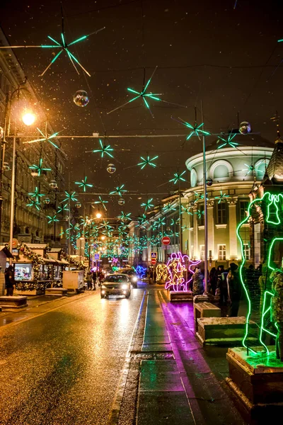 Moskou Rusland Januari 2016 Bolshaya Dmitrovka Straat Met Kerstmis Moskou — Stockfoto