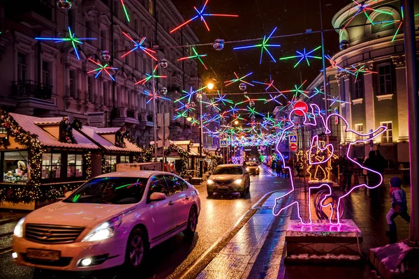 Moskou Rusland Januari 2016 Bolshaya Dmitrovka Straat Met Kerstmis Moskou — Stockfoto