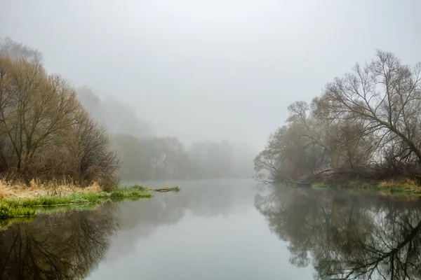 Ranna Mgła Nad Rzeką — Zdjęcie stockowe