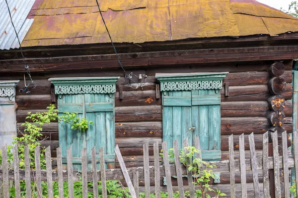 Closed Shutters Old Village House Russia — Stock Photo, Image