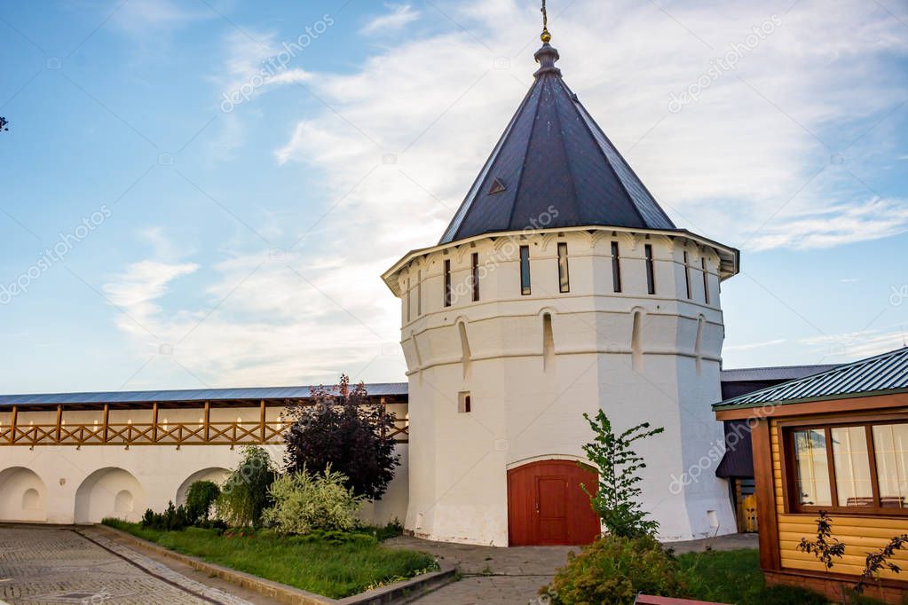 SERPUHOV, RUSSIA - AUGUST 2017: Vysotsky monastery (Vysotskiy monastyr). Orthodox monastery in Serpukhov