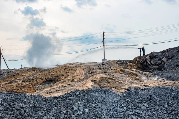 高炉炉渣在铸铁厂的淬火 俄罗斯 — 图库照片