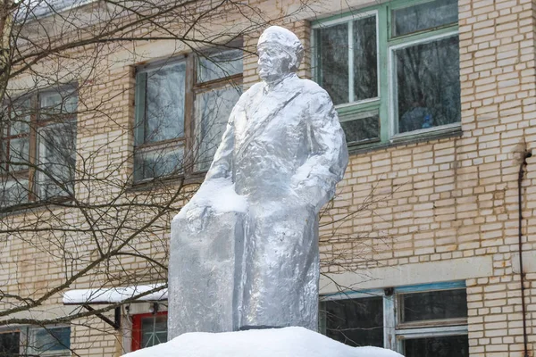 Обнинск Россия Февраль 2017 Серебряная Статуя Ленина — стоковое фото