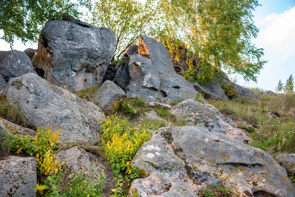 Posvátné Kameny Oblasti Vesnice Krasnogorye Přírodní Památka Čarodějnice Kameny Údolí — Stock fotografie