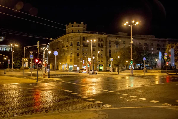 Moskwa Rosja Września 2015 Gates Nikitskiego Moskwie Nocy — Zdjęcie stockowe