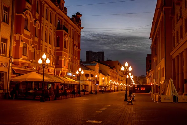 Moskou Rusland September 2015 Arbat Straat Nachts — Stockfoto