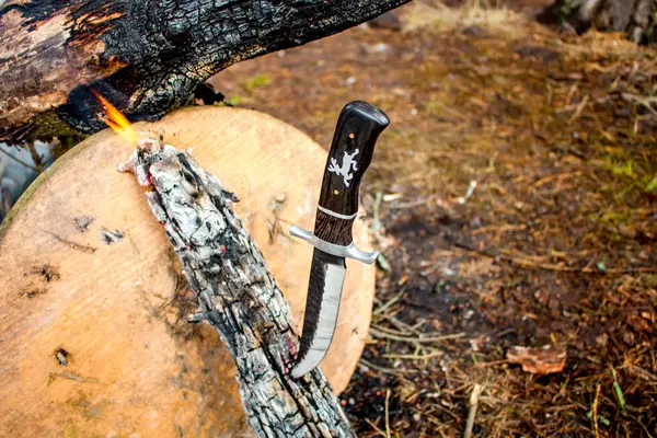 Tourist Hike Knife Foreground — Stock Photo, Image