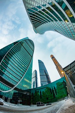 Moskova, Rusya - 7 Ocak 2016: İş merkezi Moskva-Siti Moskova. Binalar 