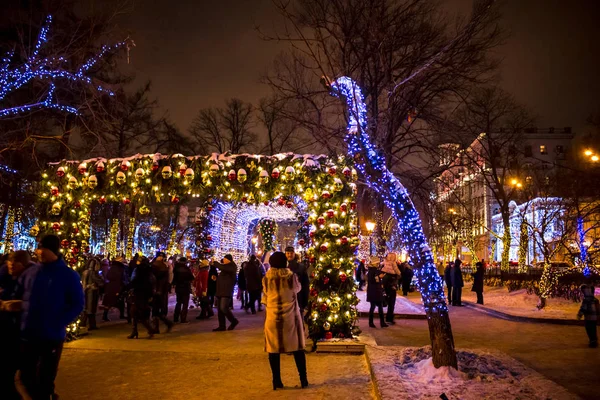 Moskou Rusland Januari 2016 Tverskoy Boulevard Tverskoy Bulvar Met Kerstmis — Stockfoto