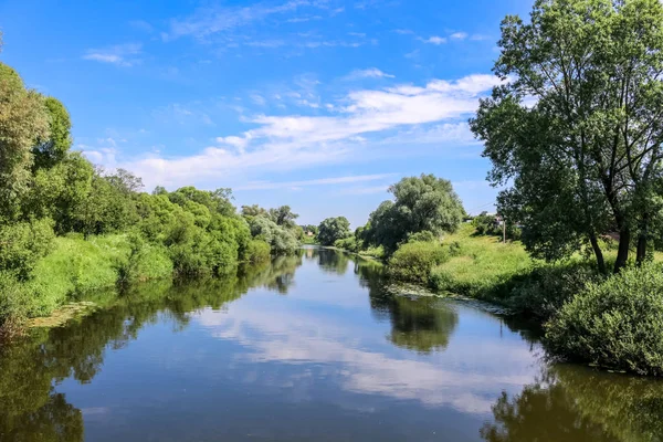 Vista Del Río Protva Pueblo Krivskoe Rusia — Foto de Stock