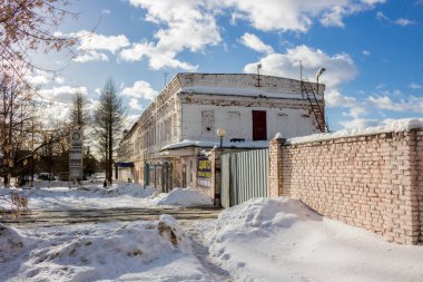 Belousovo, Rusya - Şubat 2017: fabrika (Belousovskaya tkatskaya fabrika dokuma Belousovsky)