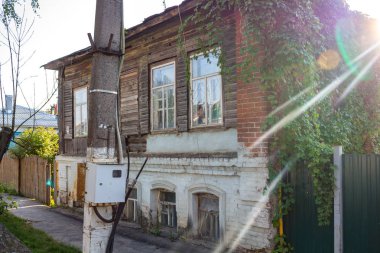 Borovsk, Rusya - Eylül 2017: Kent sokakları ve evleri, Borovsk, tarihi binalar